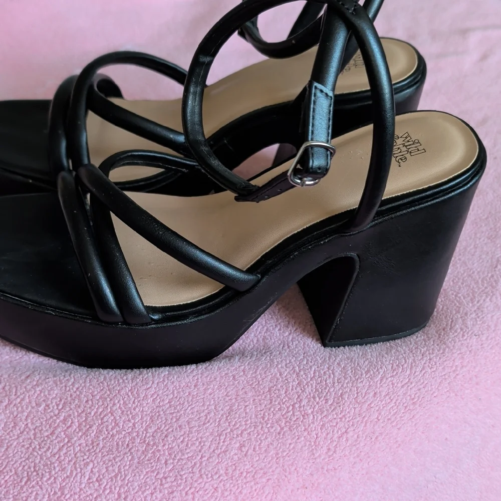 wild fable Black Strappy Platform Block Heel Sandals